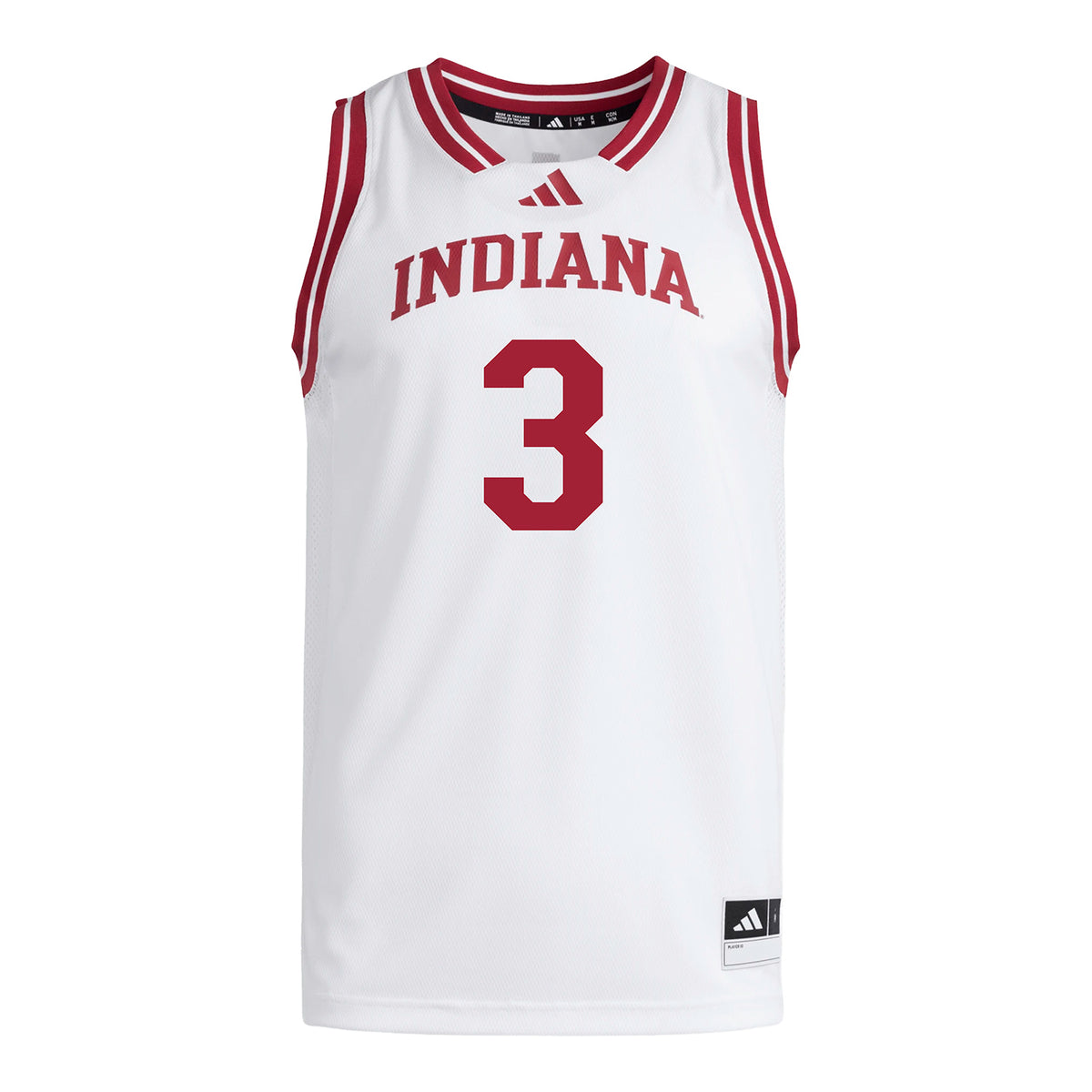 Indiana Hoosiers Adidas #3 Jaeden Mustaf Student Athlete White Basketball Jersey