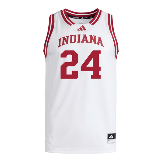 Indiana Hoosiers Adidas #24 Vaughn Karvala Student Athlete White Basketball Jersey