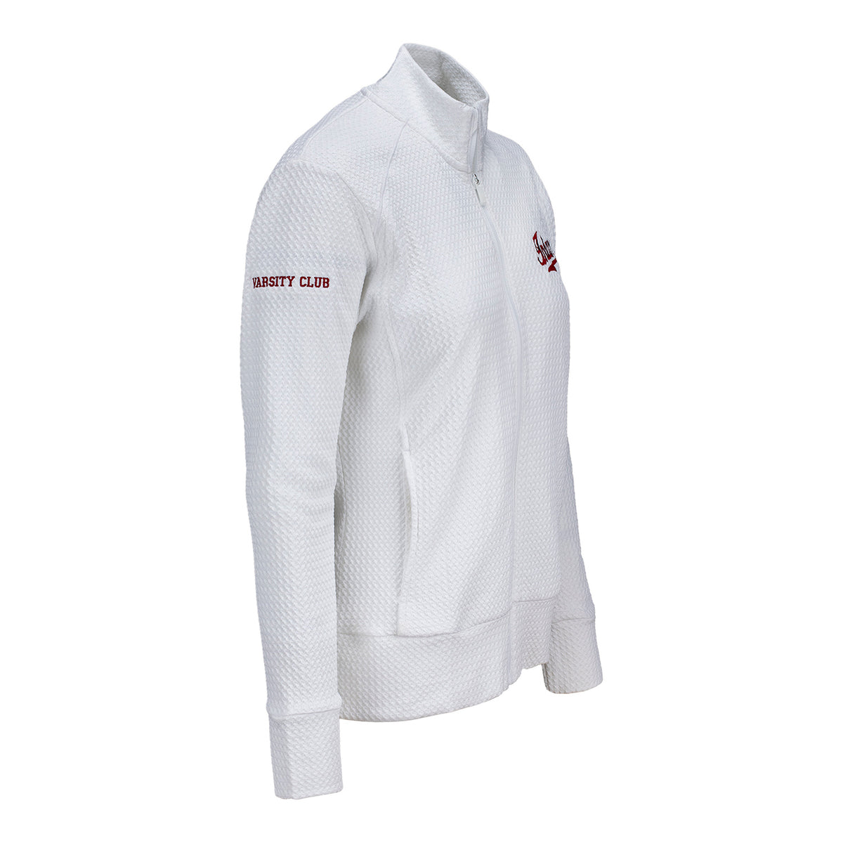 Indiana University Varsity Club Ladies White Script Full Zip Pullover