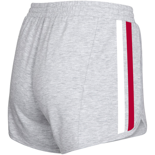 Ladies Indiana Hoosiers Side Stripe Grey Shorts - Back View