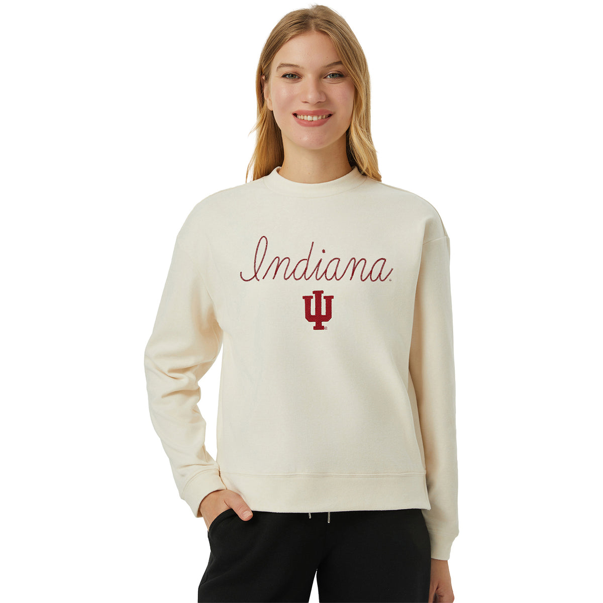 Indiana Hoosiers Concepts Sport Canopy Pullover – Cream - Front View