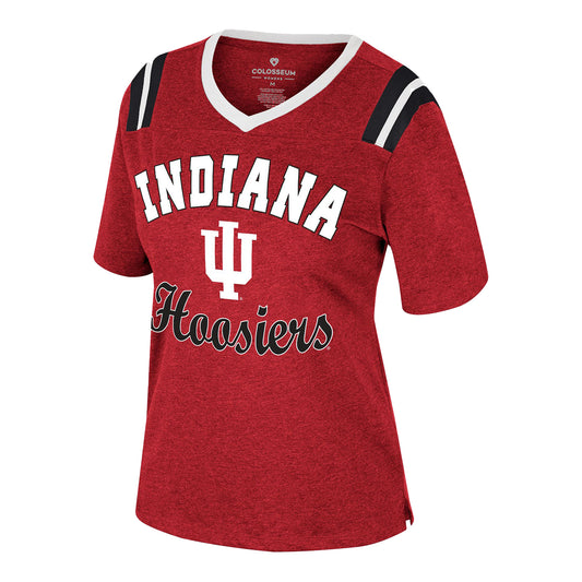 Ladies Indiana Hoosiers Garden State Crimson T-Shirt - Front View