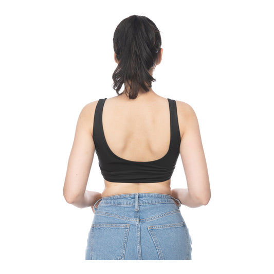 Ladies Indiana Hoosiers Scoop Black Sports Bra - Back View