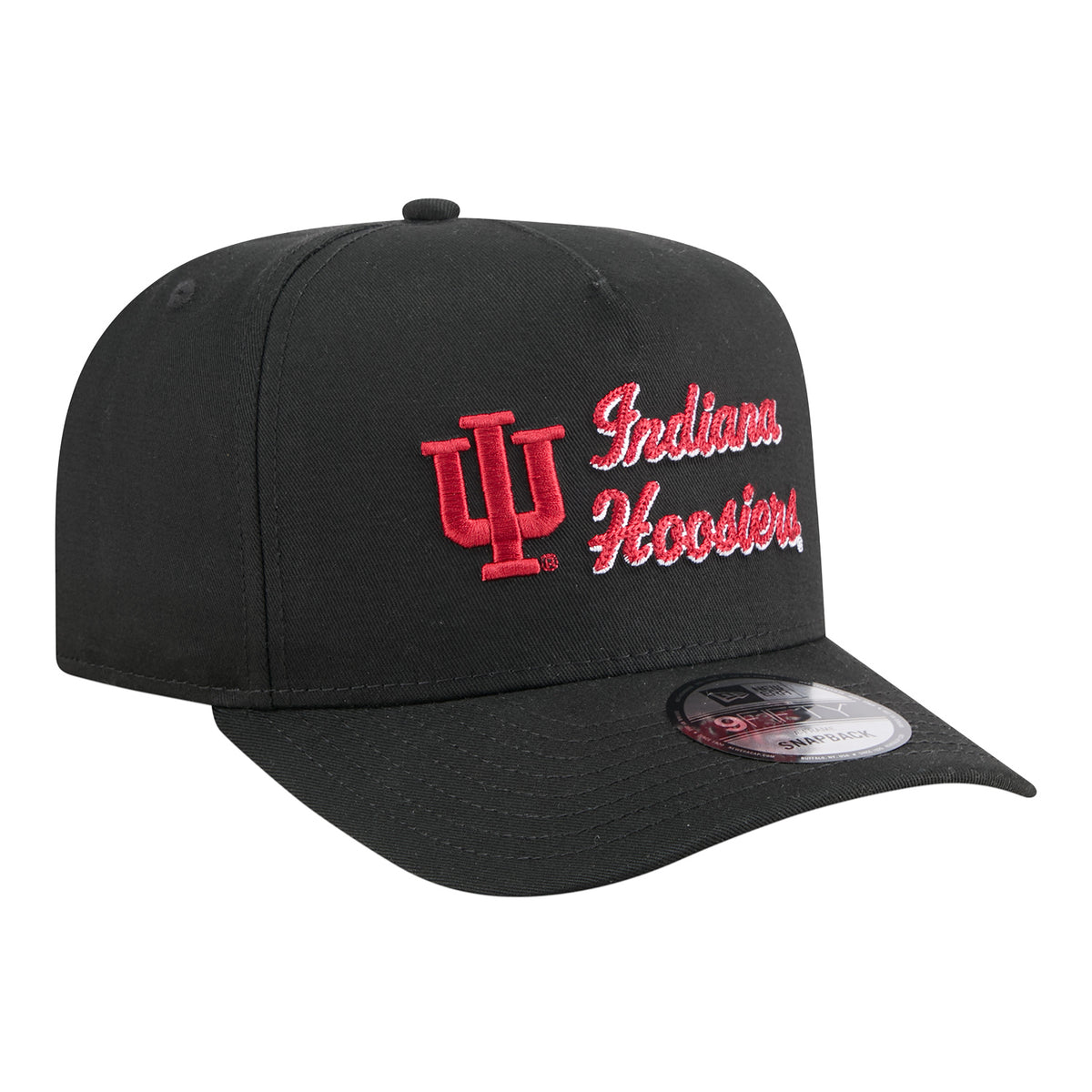 Indiana Hoosiers New Era 950 Black Chainstitch Hat - Front Right View