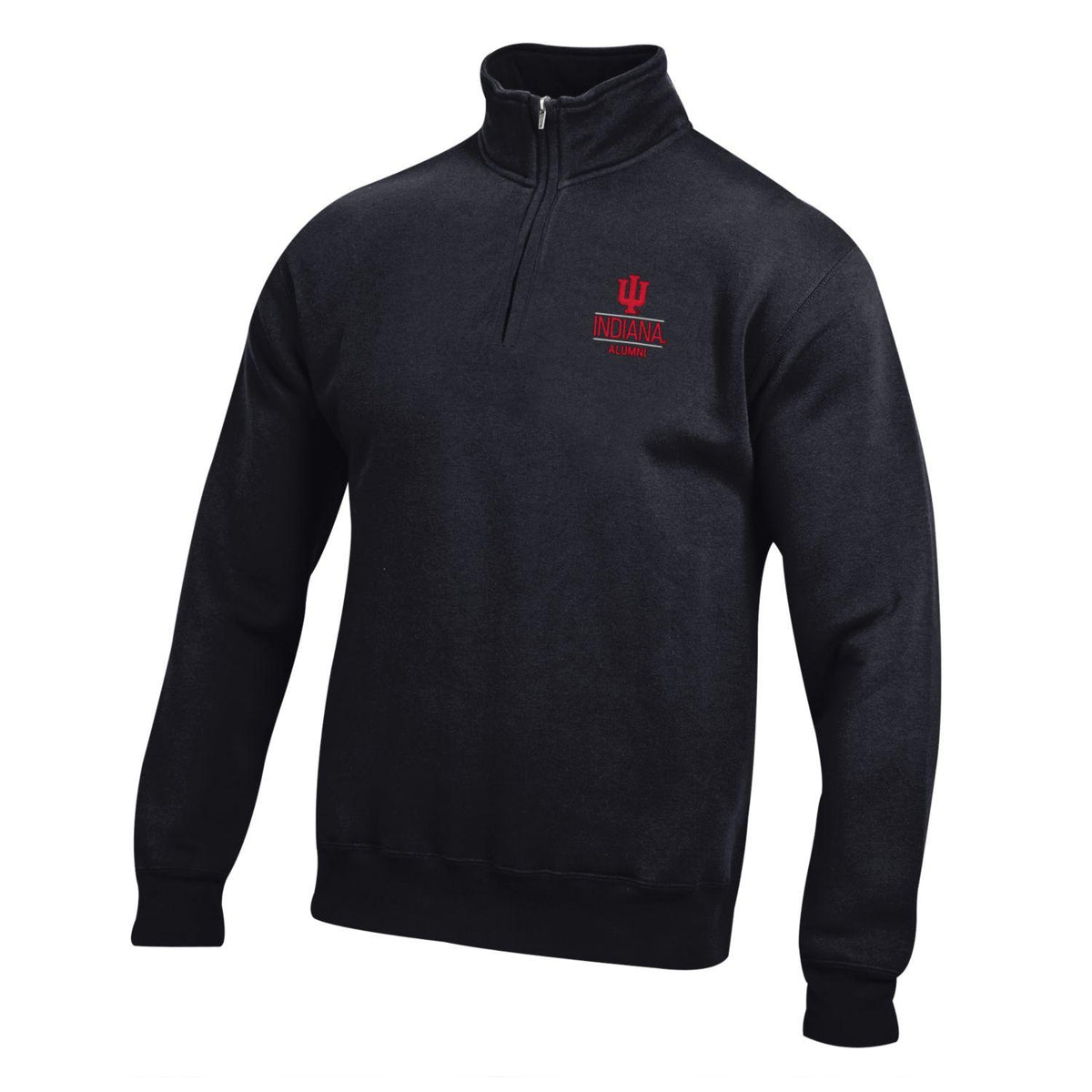 Indiana Hoosiers Alumni Big Cotton 1/4 Zip Jacket - in Black - Front View