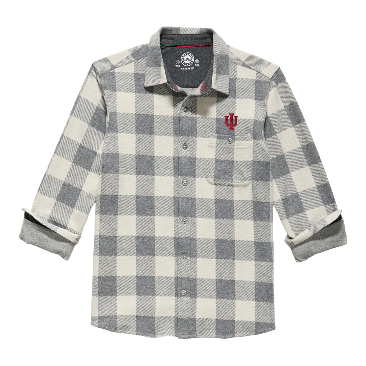 Indiana Hoosiers Thatcher Hero Knit Flannel – Cream/Grey- Front View