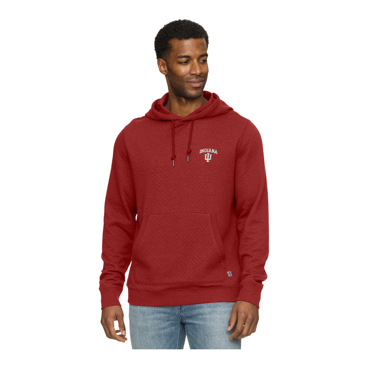 Indiana Hoosiers Bradner Quilted Wordmark Tri-Blend Hoodie – Red - Full View