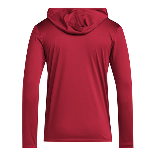 Indiana Hoosiers Adidas Hooded Long Sleeve Red Military T-Shirt - Back View