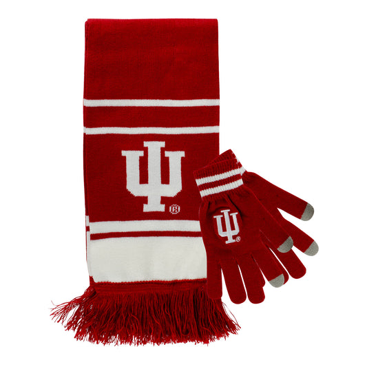 Indiana Hoosiers Crimson Scarf and Glove Combo - Front View