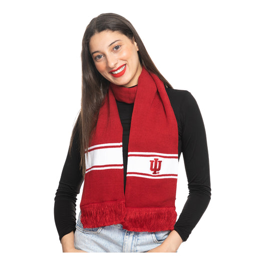 Indiana Hoosiers Crimson and White Stripe Scarf - Front View