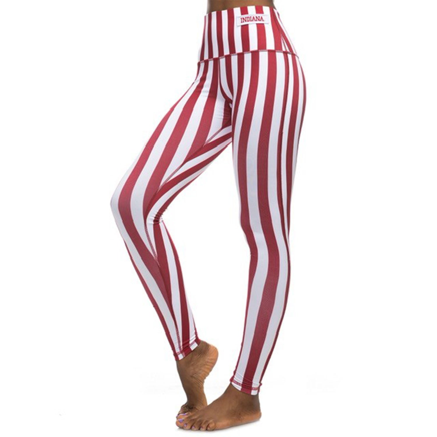 Ladies Indiana Hoosiers Candy Stripe Legging - Official Indiana