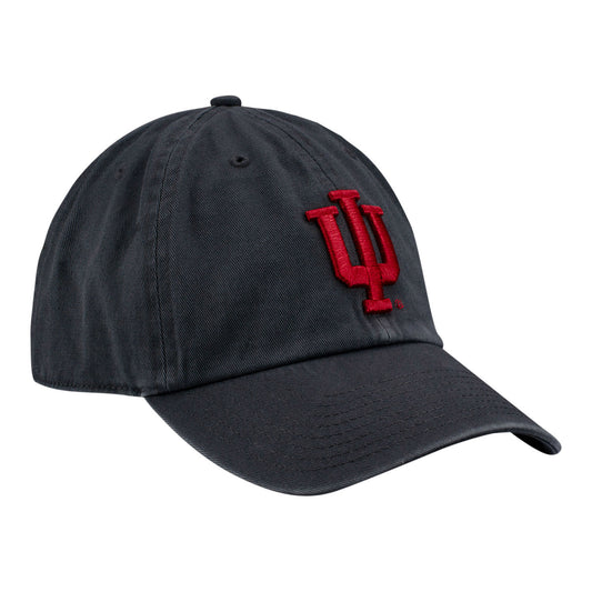 Indiana Hoosiers Primary Logo Cleanup Charcoal Adjustable Hat - Front View