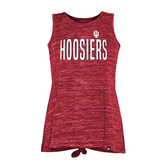 Ladies Indiana Hoosiers Back Knot Tank Top in Crimson - Front View