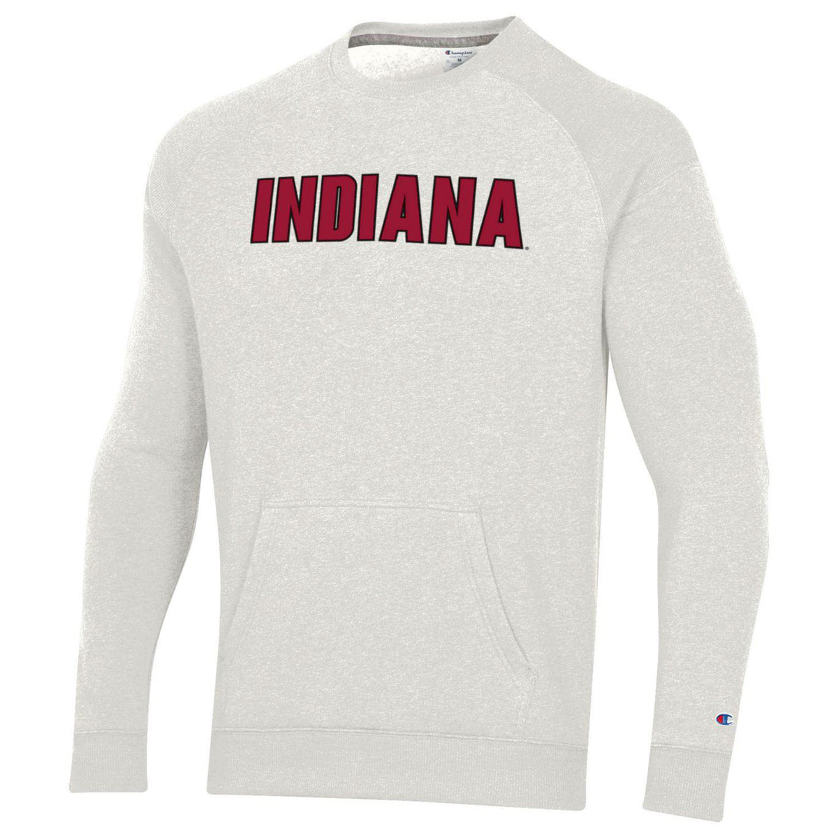 Indiana Hoosiers Tri Fleece Pouch Crew in Grey - Front View