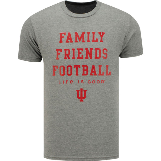 Indiana Hoosiers Family Friends Football T-Shirt in Grey - Front View
