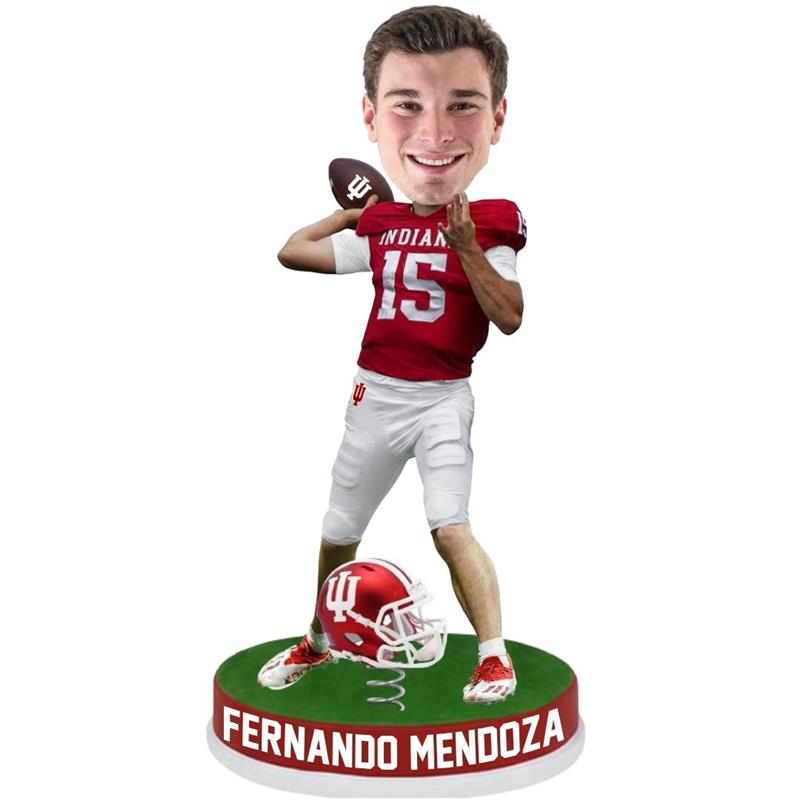 Indiana Hoosiers #15 Fernando Mendoza Student Athlete Crimson Jersey Bobblehead