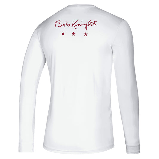 Bob Knight Shooting Long Sleeve White T-Shirt - Back View