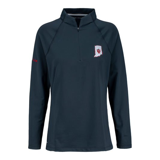 Indiana University Varsity Club Womens Black Quarter Zip Pullover