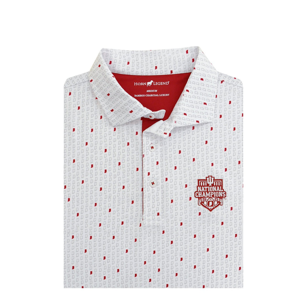 Indiana Hoosiers 2025 National Champions White Micro State Custom Print Polo
