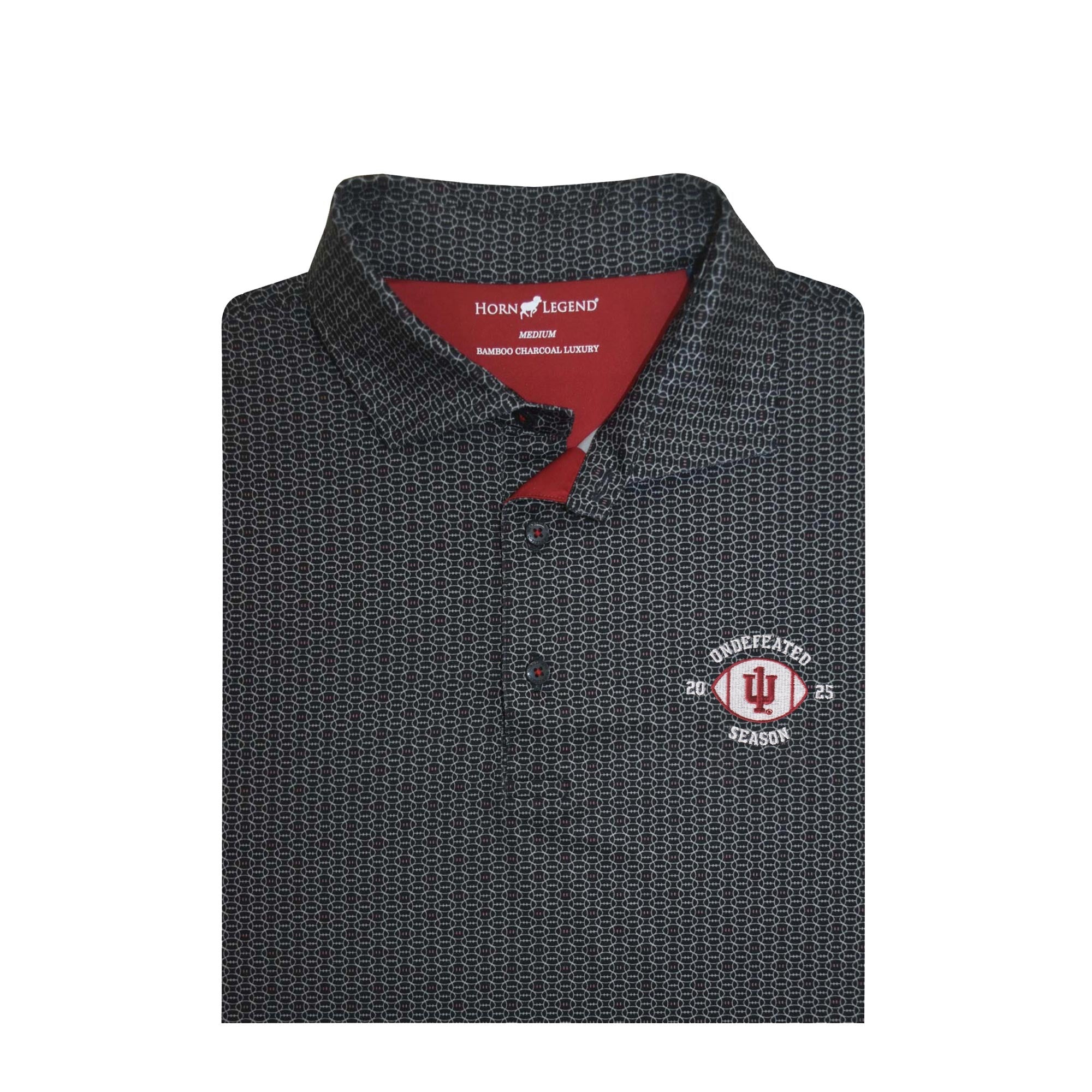 Horn Legend Indiana Hoosiers 2025 Undefeated Season Black Spiral Polo