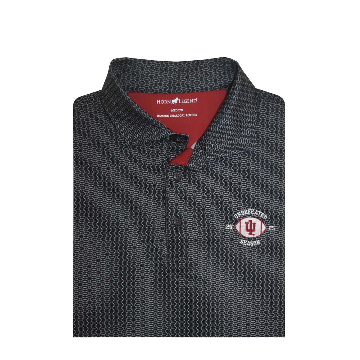 Horn Legend Indiana Hoosiers 2025 Undefeated Season Black Spiral Polo