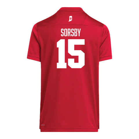 Indiana Hoosiers Adidas #15 Brendan Sorsby Crimson Student Athlete Football Jersey - Back View
