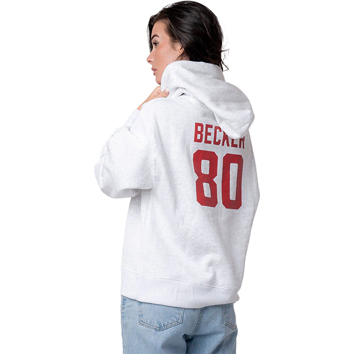 Indiana Hoosiers #80 Charlie Becker Established & Co. Ladies Hoodie