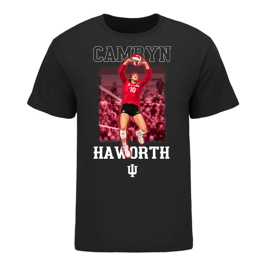 Indiana Hoosiers Women's Volleyball Student Athlete Spotlight T-Shirt #10 Camryn Haworth - Front View