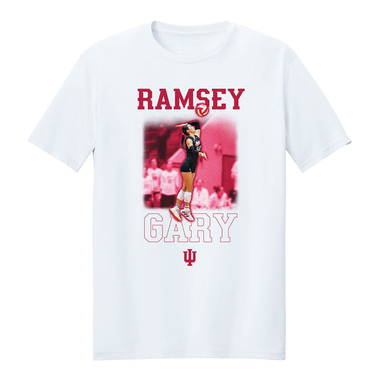 Indiana Hoosiers Women's Volleyball Student Athlete Spotlight T-Shirt #32 Ramsey Gary - Front View