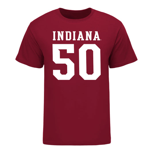 Indiana Hoosiers #50 Jhrevious Hall Student Athlete Football T-Shirt - Front View