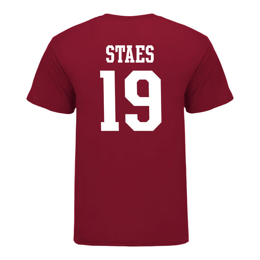 Indiana Hoosiers #19 Holden Staes Student Athlete Football T-Shirt - Back View