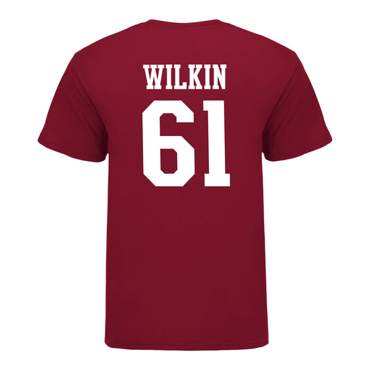 Indiana Hoosiers #61 Baylor Wilkin Student Athlete Football T-Shirt - Back View