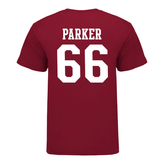 Indiana Hoosiers #66 Evan Parker Student Athlete Football T-Shirt - Back View