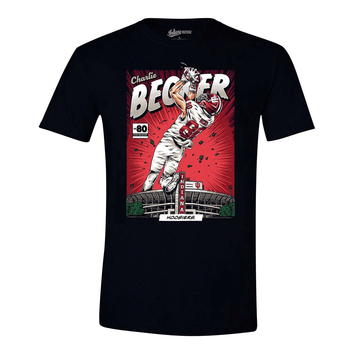 Indiana Hoosiers #80 Charlie Becker Youth Comic T-Shirt