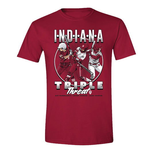 Indiana Hoosiers Softball Triple Threat T-Shirt - Front View