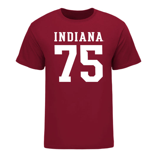 Indiana Hoosiers #75 Zenuae Michalski Student Athlete Football T-Shirt - Front View