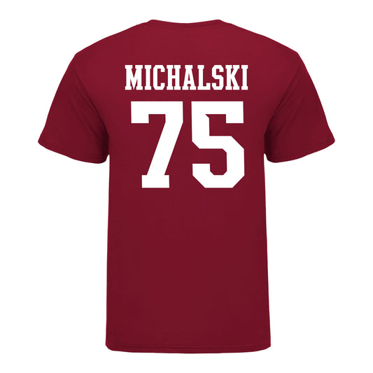 Indiana Hoosiers #75 Zenuae Michalski Student Athlete Football T-Shirt- Back View