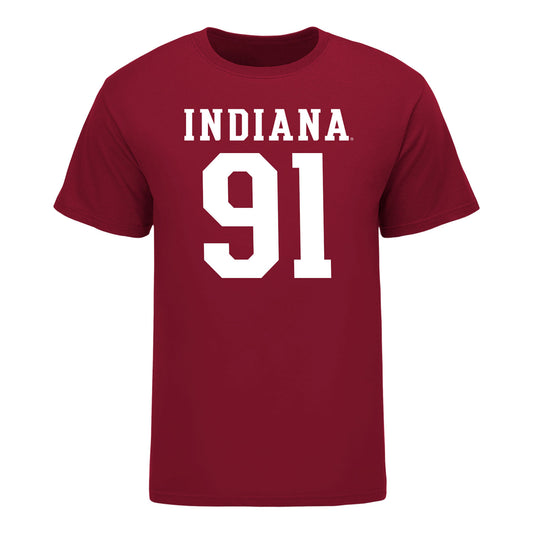 Indiana Hoosiers #91 Dominique Ratcliff Student Athlete Football T-Shirt - Front View