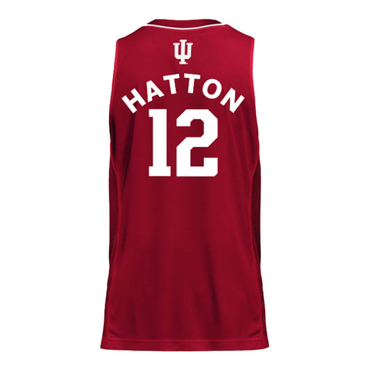 Indiana Hoosiers Adidas Men's Basketball Crimson Student Athlete Jersey #12 Langdon Hatton - Back View