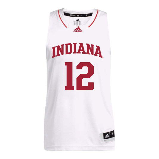 Indiana Hoosiers Adidas Men's Basketball White Student Athlete Jersey #12 Langdon Hatton - Front View