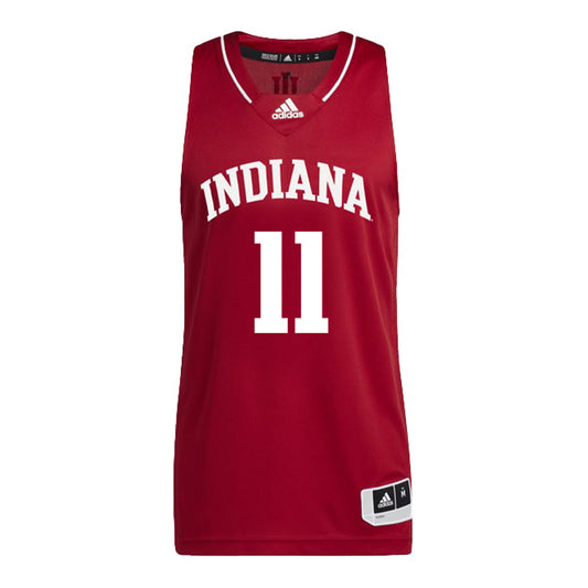 Indiana Hoosiers Adidas Men's Basketball Crimson Student Athlete Jersey #11 Oumar Ballo - Front View