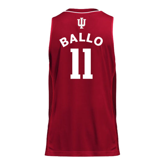 Indiana Hoosiers Adidas Men's Basketball Crimson Student Athlete Jersey #11 Oumar Ballo - Back View