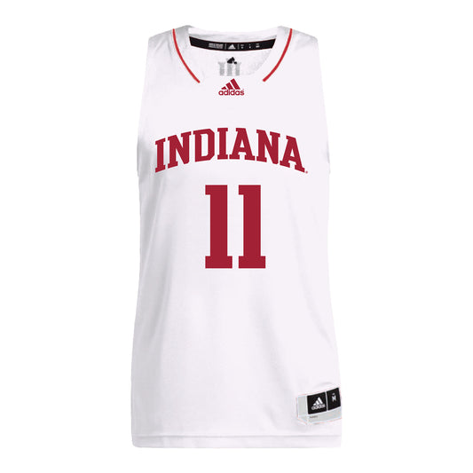 Indiana Hoosiers Adidas Men's Basketball White Student Athlete Jersey #11 Oumar Ballo - Front View