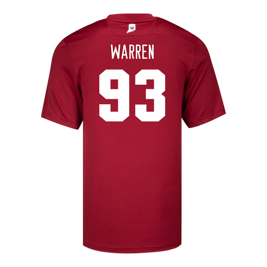 Indiana Hoosiers Adidas #93 Quinn Warren Crimson Student Athlete Football Jersey - Back View