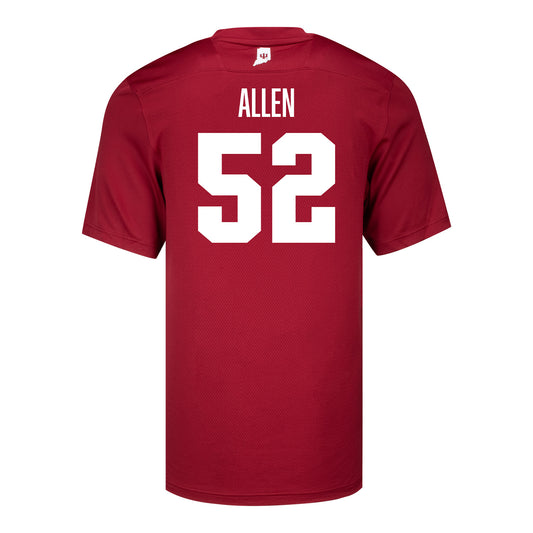 Indiana Hoosiers Adidas #52 Clayton Allen Crimson Student Athlete Football Jersey - Back View