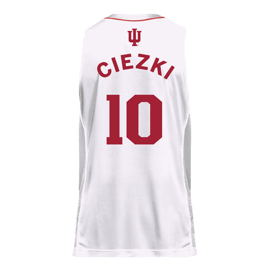 Indiana Hoosiers Adidas #10 Shay Ciezki Student Athlete White Basketball Jersey - Back View