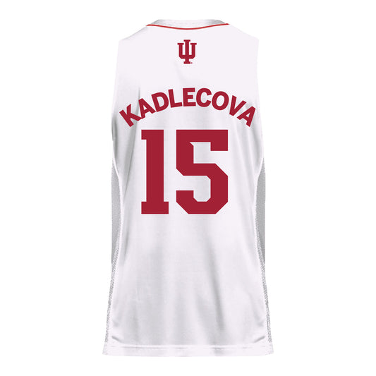 Indiana Hoosiers Adidas #15 Valentyna Kadlecova Student Athlete White Basketball Jersey - Back View