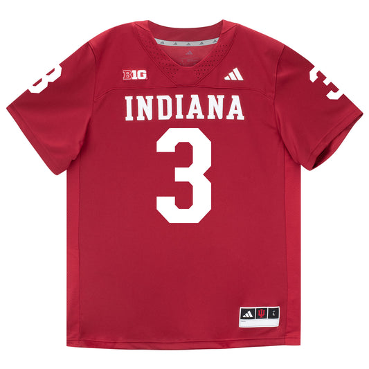 Indiana Hoosiers Adidas Football Student Athlete #3 Omar Cooper Jr. Premier Football Jersey - Front View