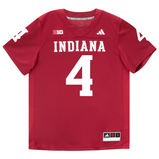 Indiana Hoosiers Adidas Football Student Athlete #4 Aiden Fisher Premier Football Jersey - Front View