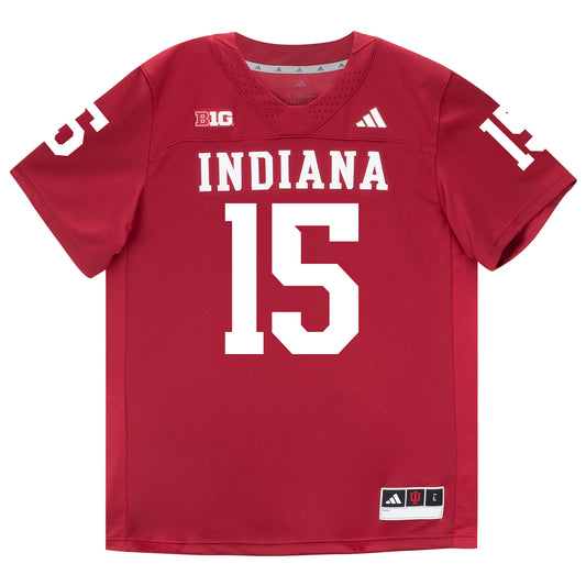 Indiana Hoosiers Adidas Football Student Athlete #15 Nicholas Radicic Premier Football Jersey - Front View